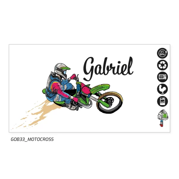 Visuel pour gobelet réutilisable motocross personnalisé avec prénom