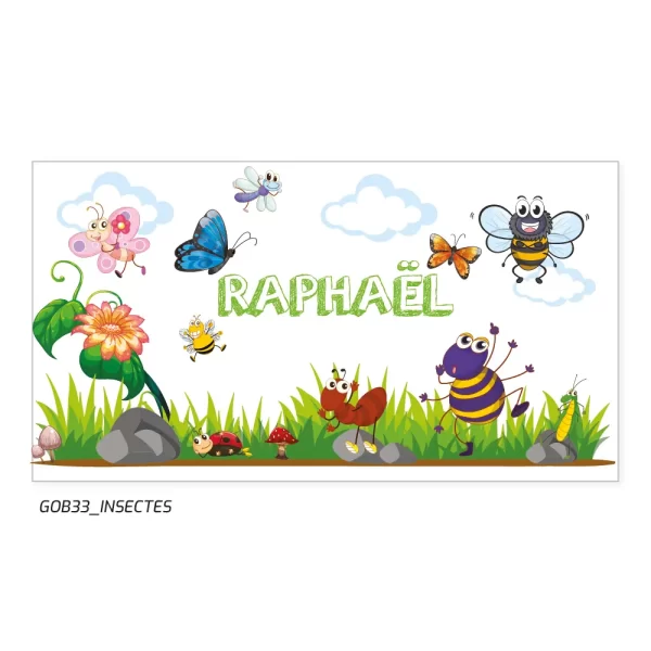 Gobelet personnalisé pour enfant avec motif petits insectes et prénom